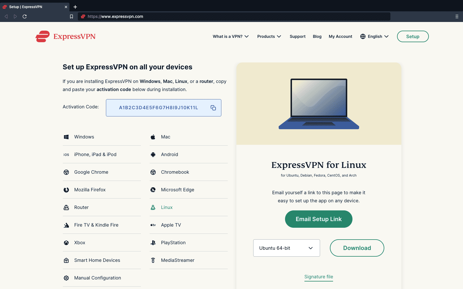 A screenshot of ExpressVPN