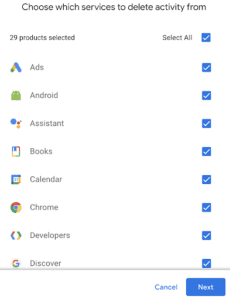 Message venant de Google avant la suppression