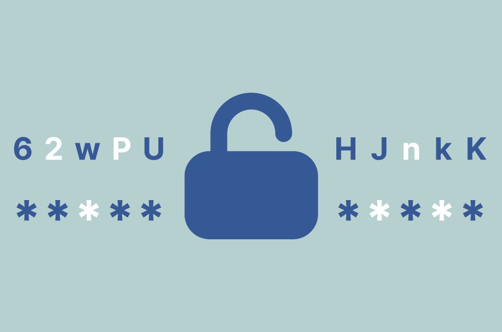 A padlock with a series on random digits either side of it to represent a strong and secure password.