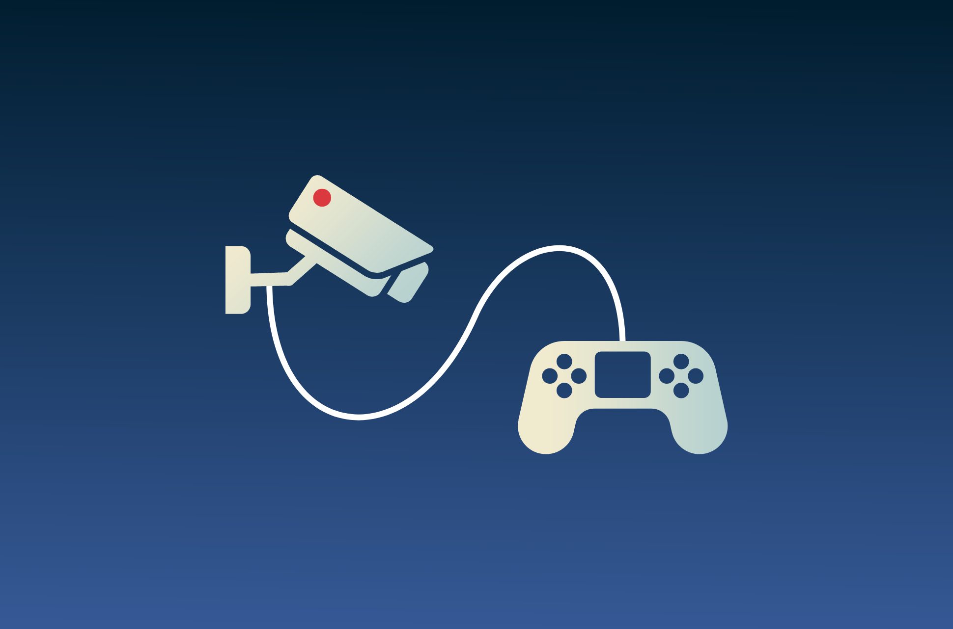 Video game controller and a surveillance camera.