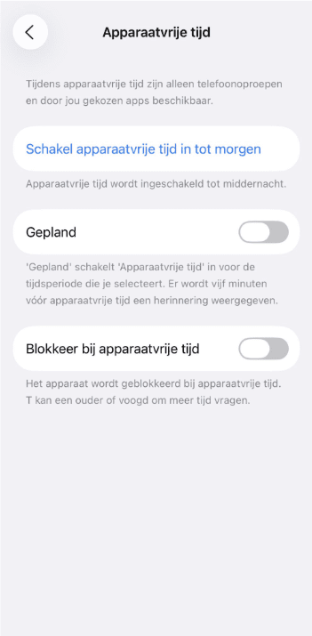 Scheduled Downtime setup screen with start and end times.