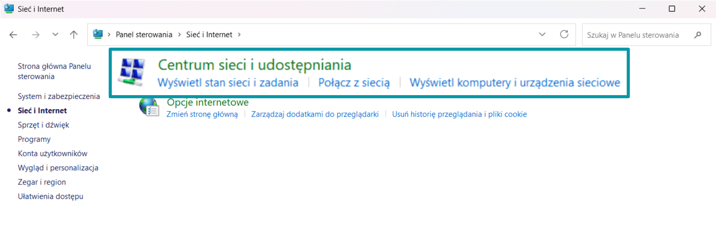 Click Network And Sharing Centre Pl
