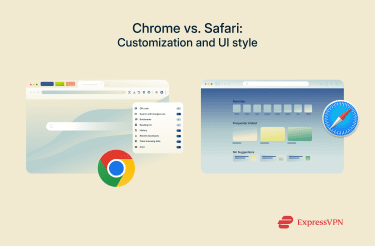 Side-by-side comparison of Chrome’s customizable interface and Safari’s clean, minimal UI on macOS.