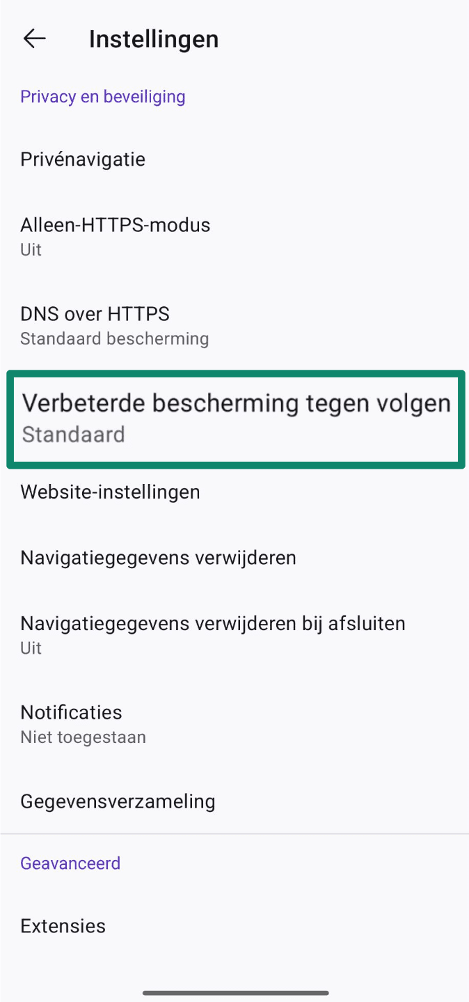 Select Enhanced Tracking Protection Nl