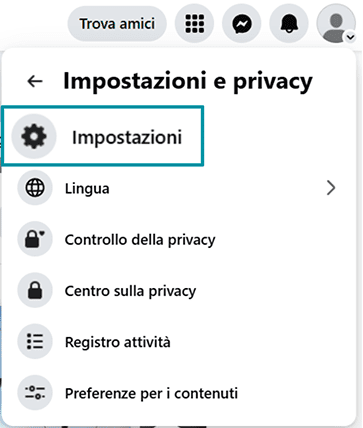 Facebook Settings & Privacy with Settings highlighted.
