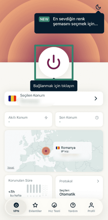 Connecting to ExpressVPN on iOS.