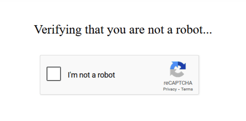 An example of a no CAPTCHA reCAPTCHA.