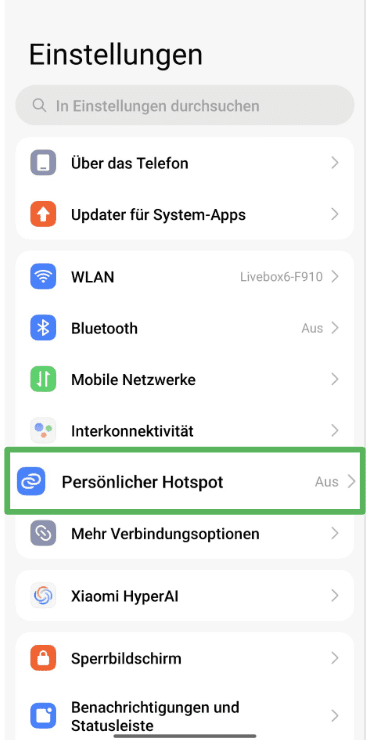 Android Connections menu highlighting Mobile Hotspot and Tethering.