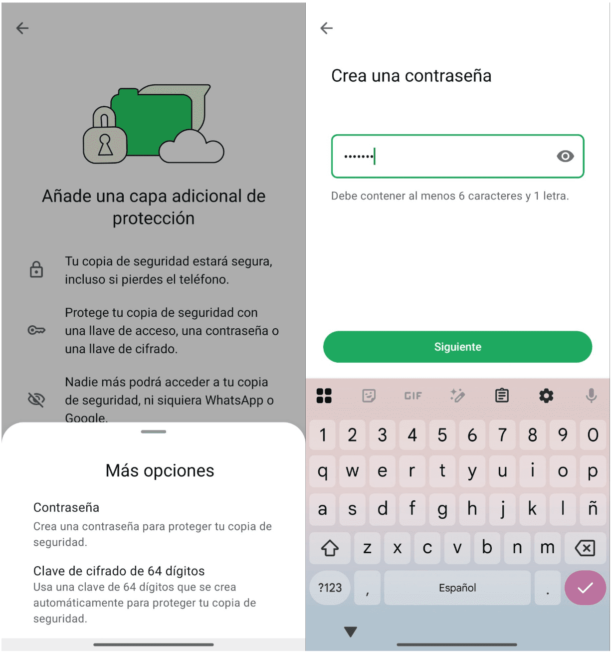 Choose Create Password Es