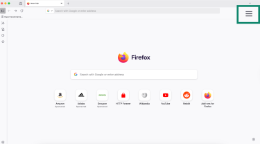 Firefox menu button on desktop browser