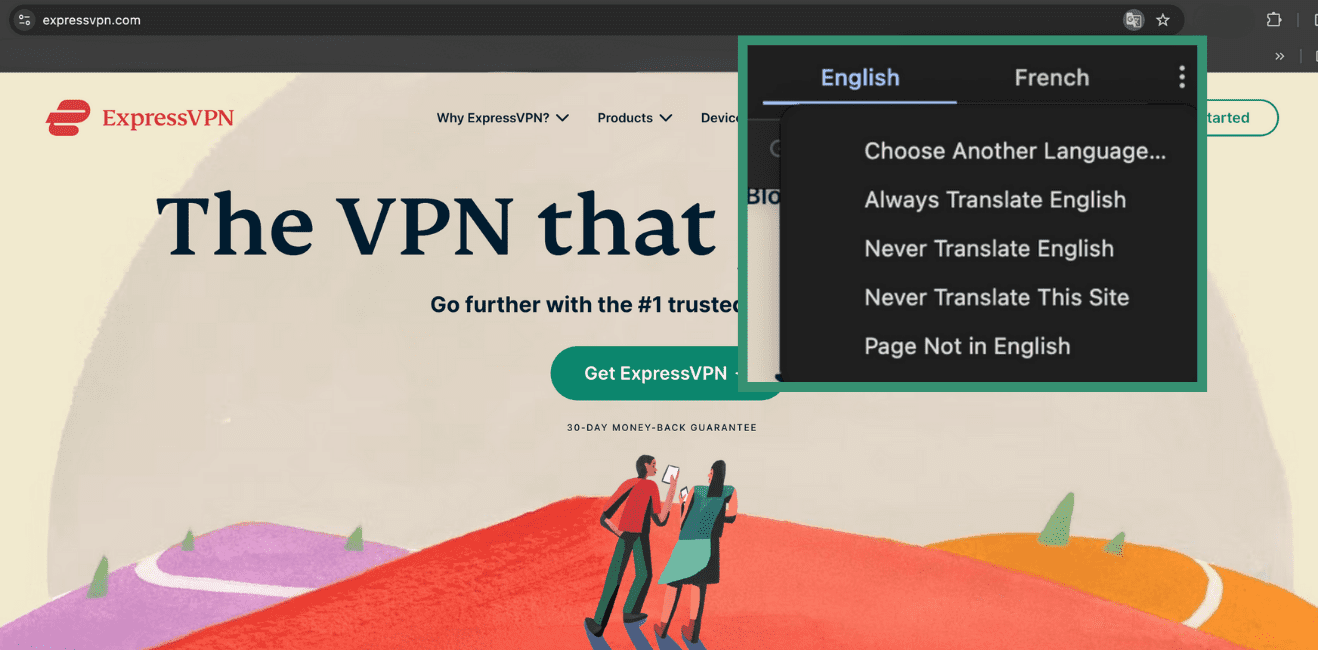 Chrome browser showing Google Translate function.