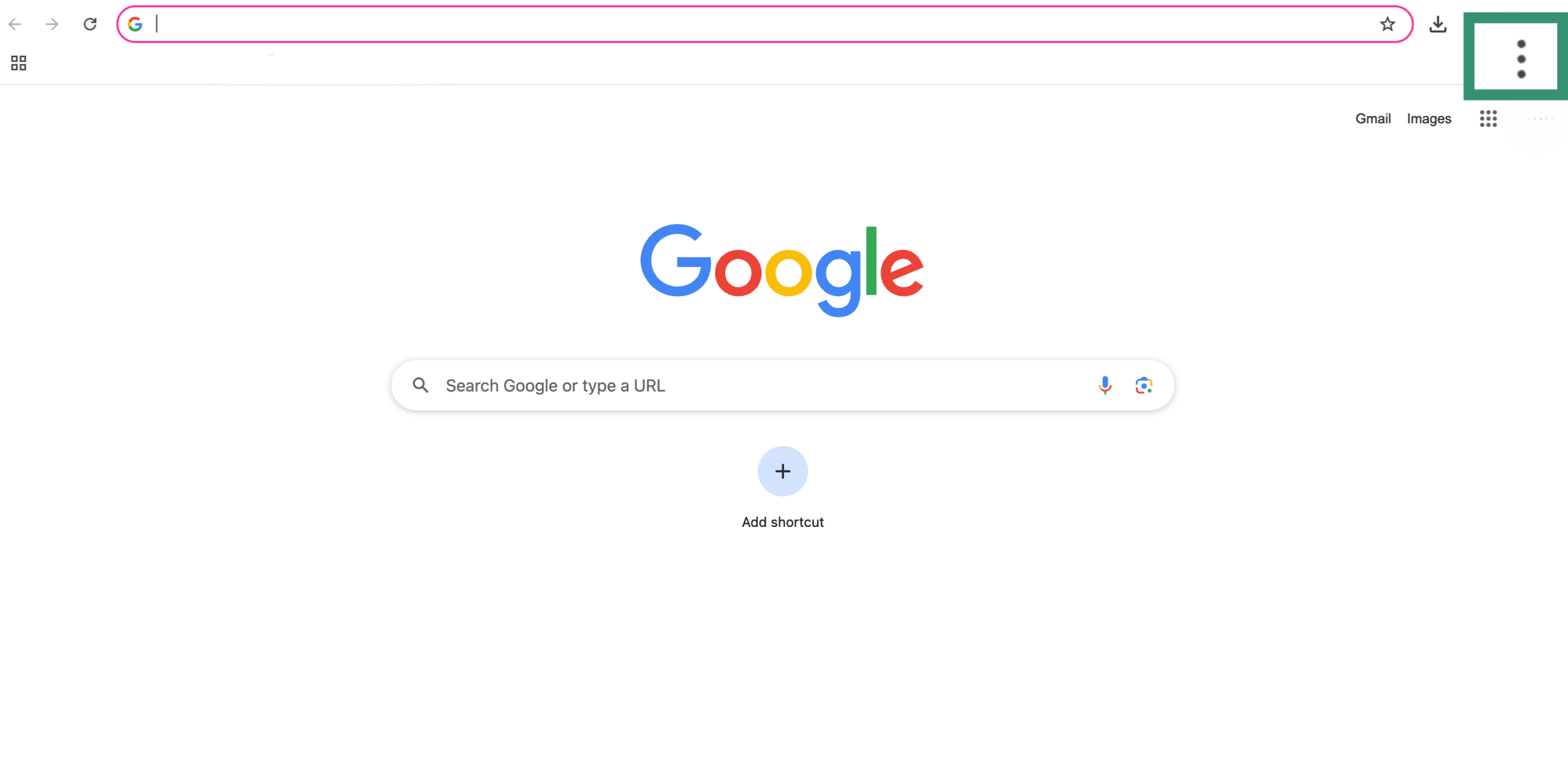 Screen showing Chrome three-dot menu.