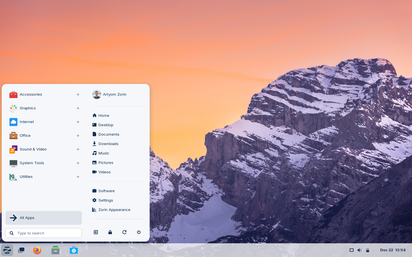 Zorin OS Lite desktop background.