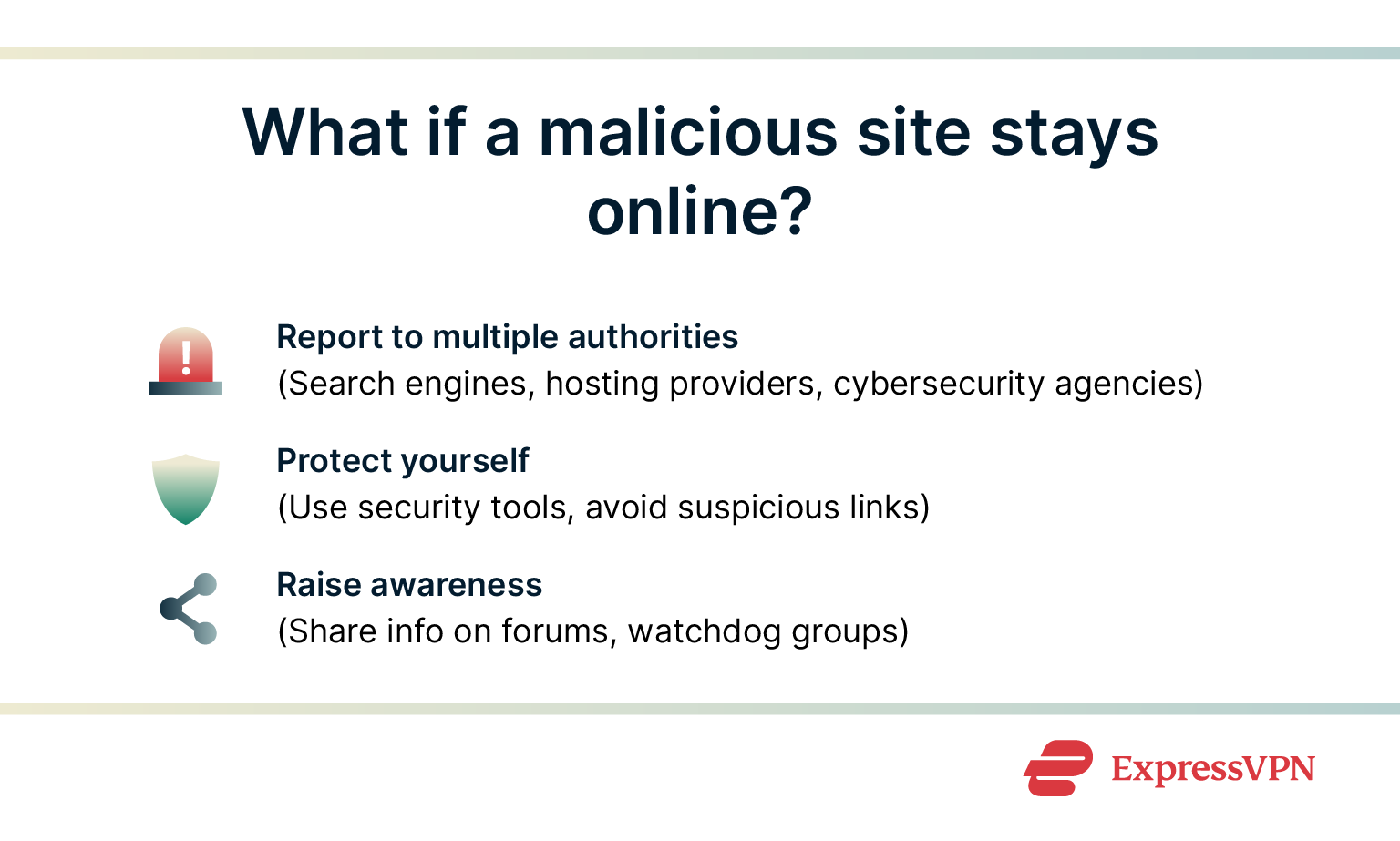 Infographic showing what you can do if a malicious site stays online