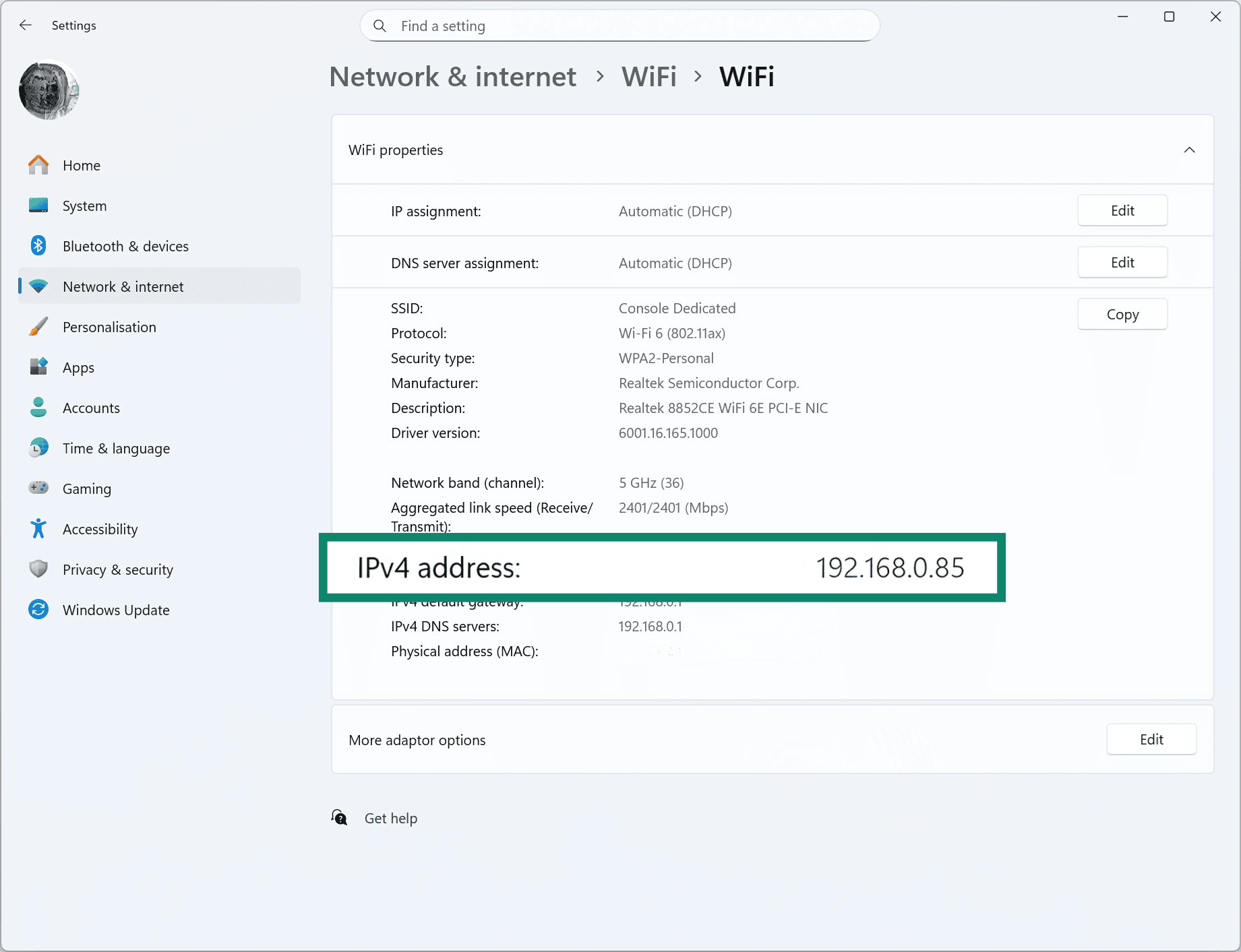 Windows 11 Wi-Fi settings menu.