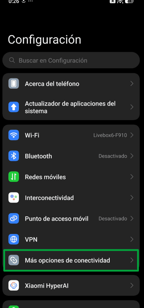 System option in the Android Settings app.