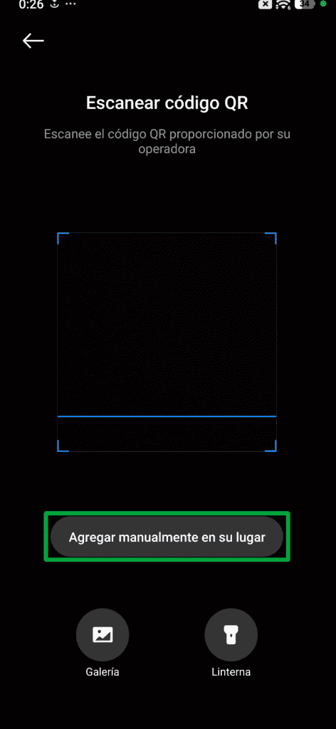 Scan QR code from carrier to set up eSIM on Android.