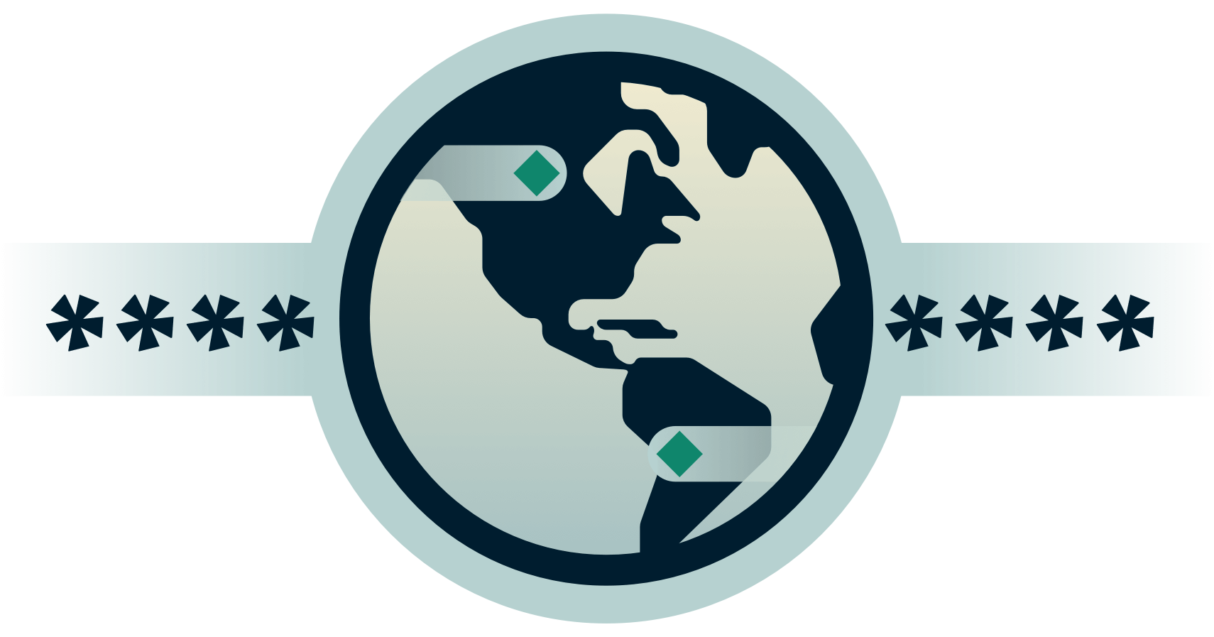 Globo tra le password crittografate.