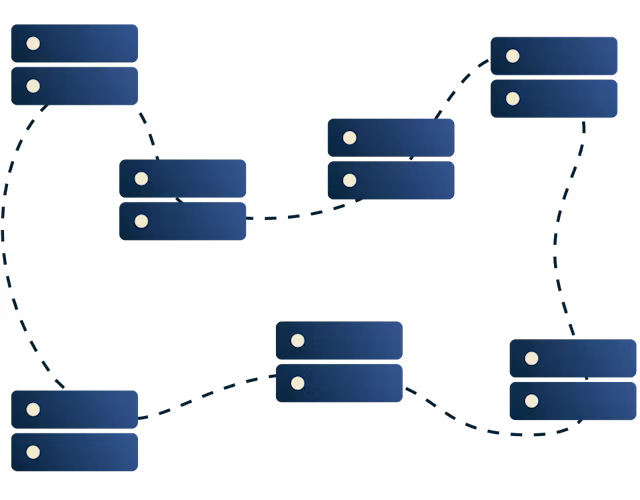 Birbirine bağlı sunucular.