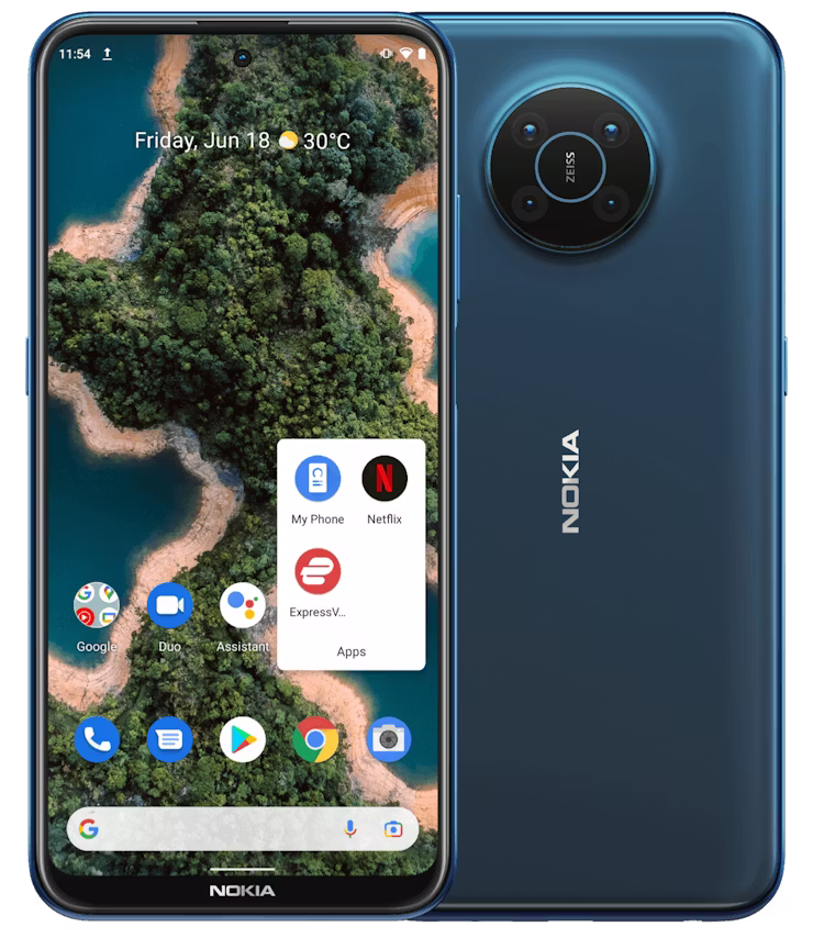 ExpressVPN-app som vises på startskjermbildet til Nokia XR20 smarttelefon.