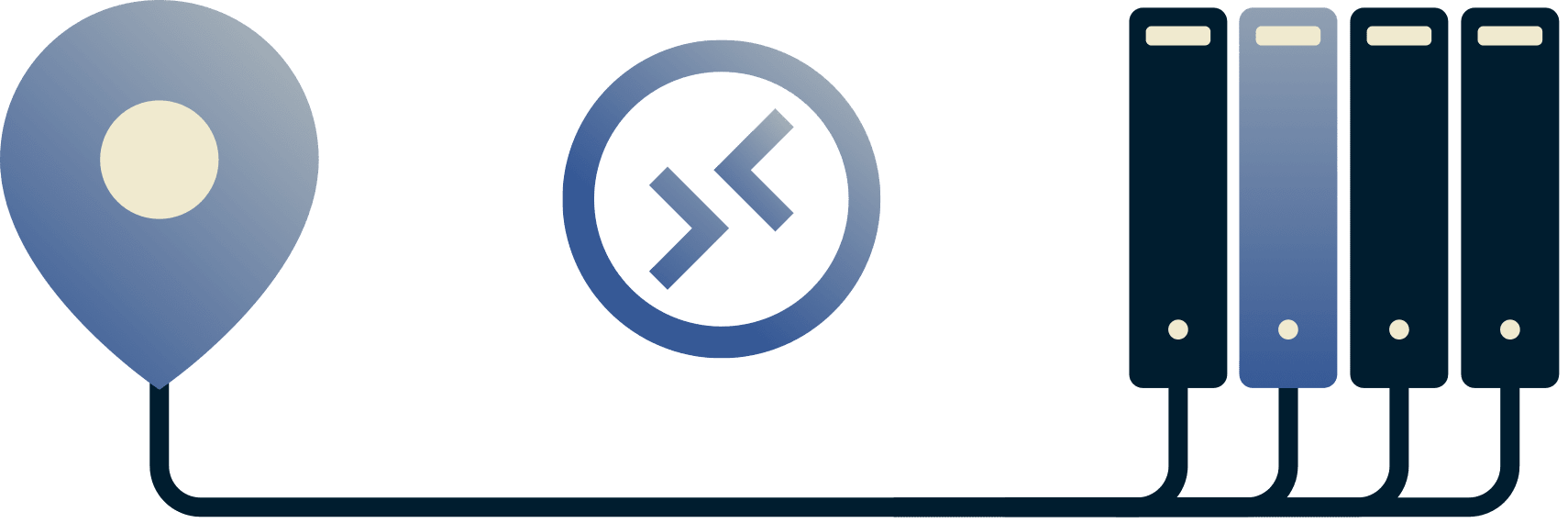 Диаграмма подключения пользователя с помощью удаленного рабочего стола к офисной сети.