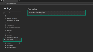 Restore settings to their default values option helps reset Edge.