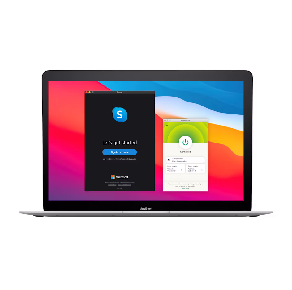 Skype-Benutzeroberfläche mit VPN.