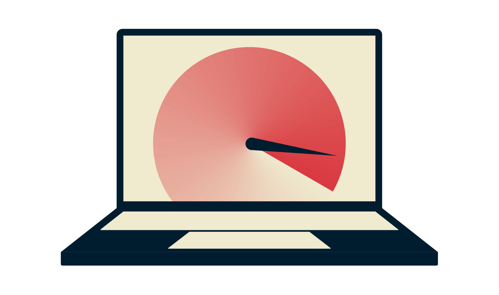 Una laptop con un velocímetro