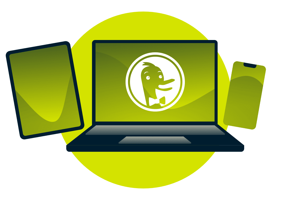 Dispositivi con il logo DuckDuckGo.