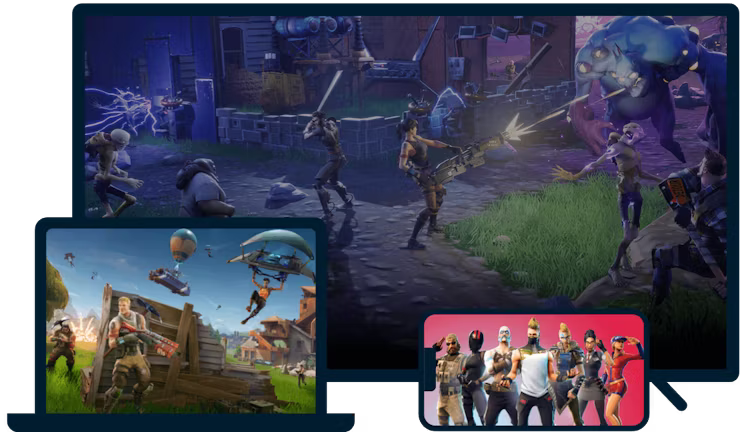 Fortnite em uma variedade de dispositivos.
