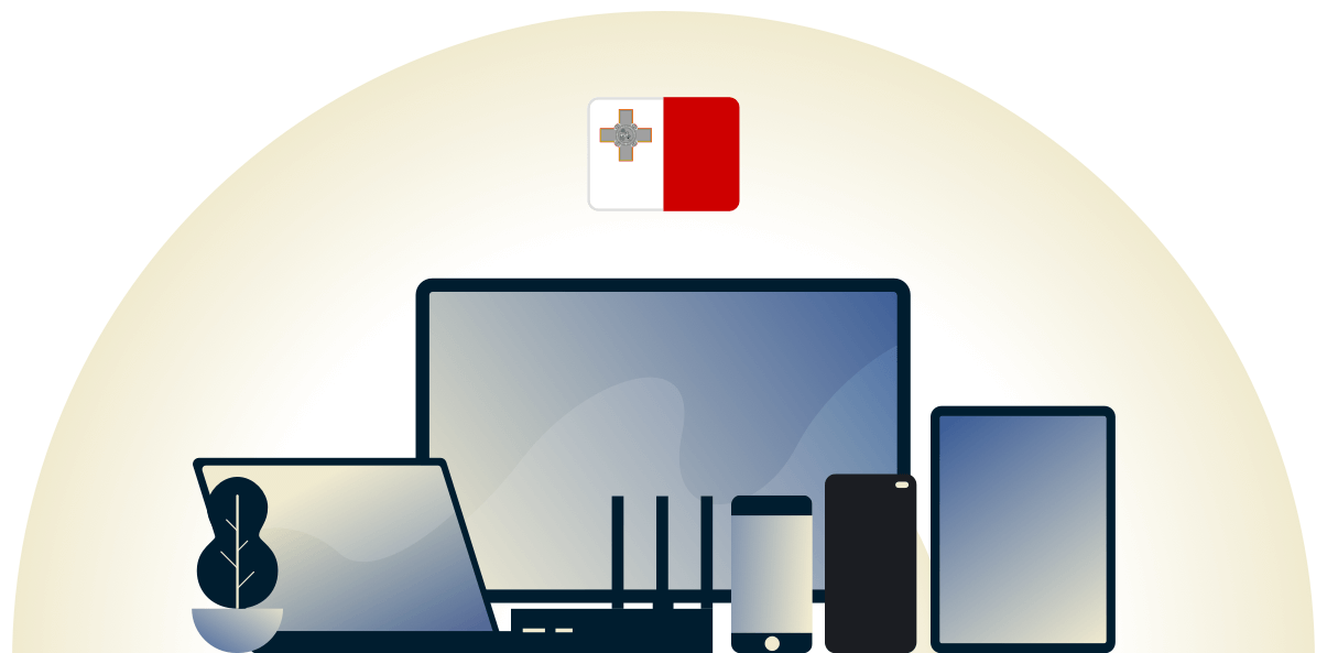 VPN maltese che protegge una varietà di dispositivi.