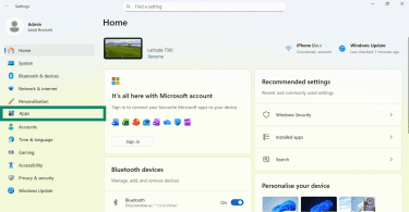 Windows Settings with Apps button highlighted.