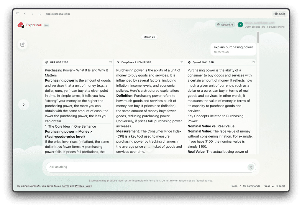Expressai Model Responses