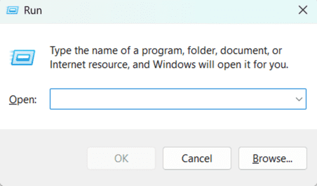 Opening Run command window on Windows
