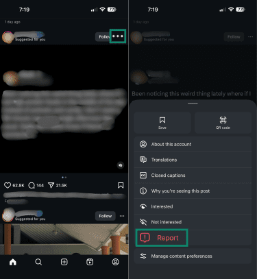 How to report a post on Instagram.