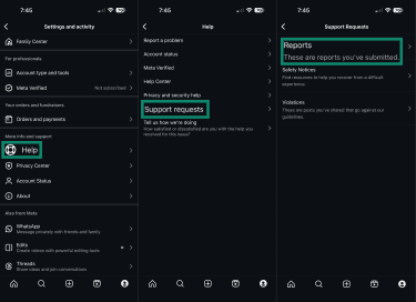 How to check items reported on Instagram.