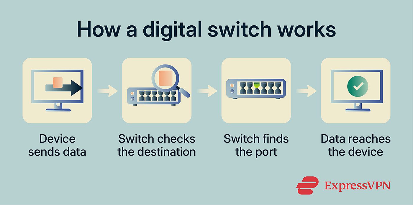 How a digital switch forwards data to the correct device.