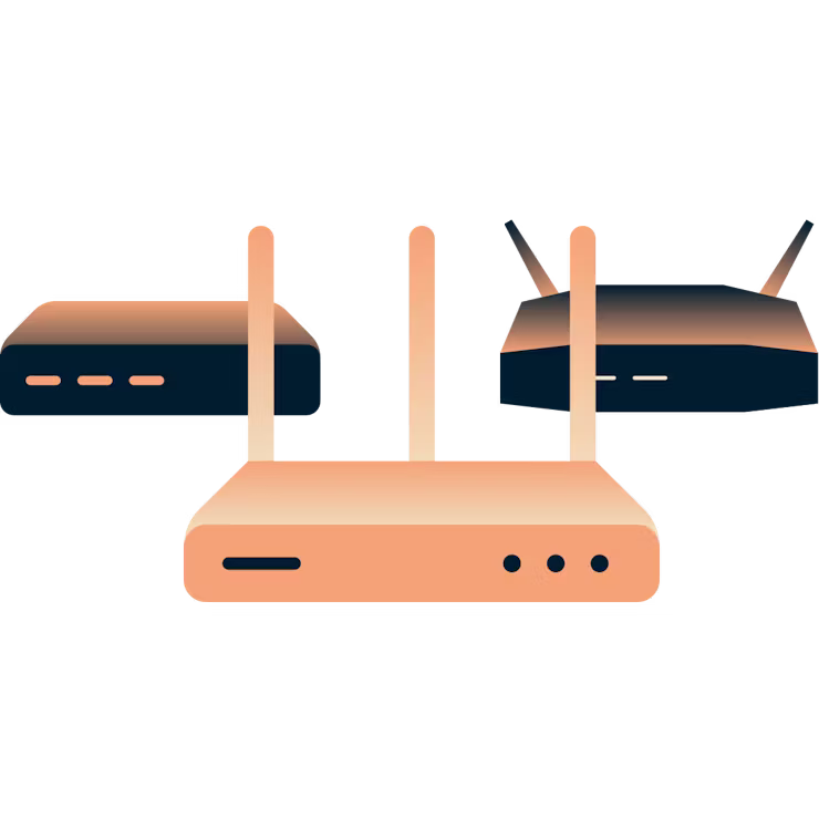 Drei verschiedene Router.